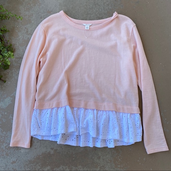 Caslon Sweaters - Caslon Pink Layered Eyelet Pullover Sweatshirt